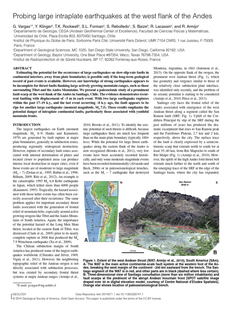 Intraplate Earthquake Risks in Andes | PDF | Earthquakes | Fault (Geology)