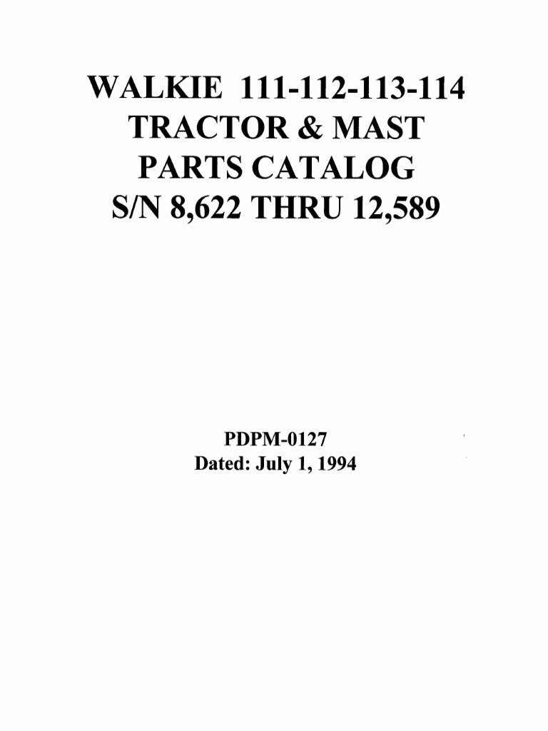 111.112.113.114 Parts Manual 8622 To 12589 | PDF