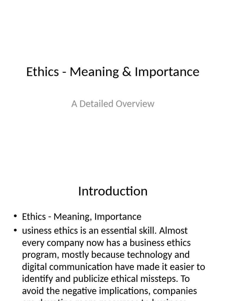 Business Ethics: Meaning & Importance | PDF