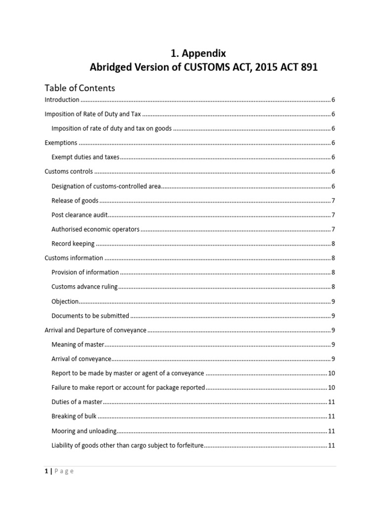 Abridged Customs Act 2015 Overview | PDF | Customs | License
