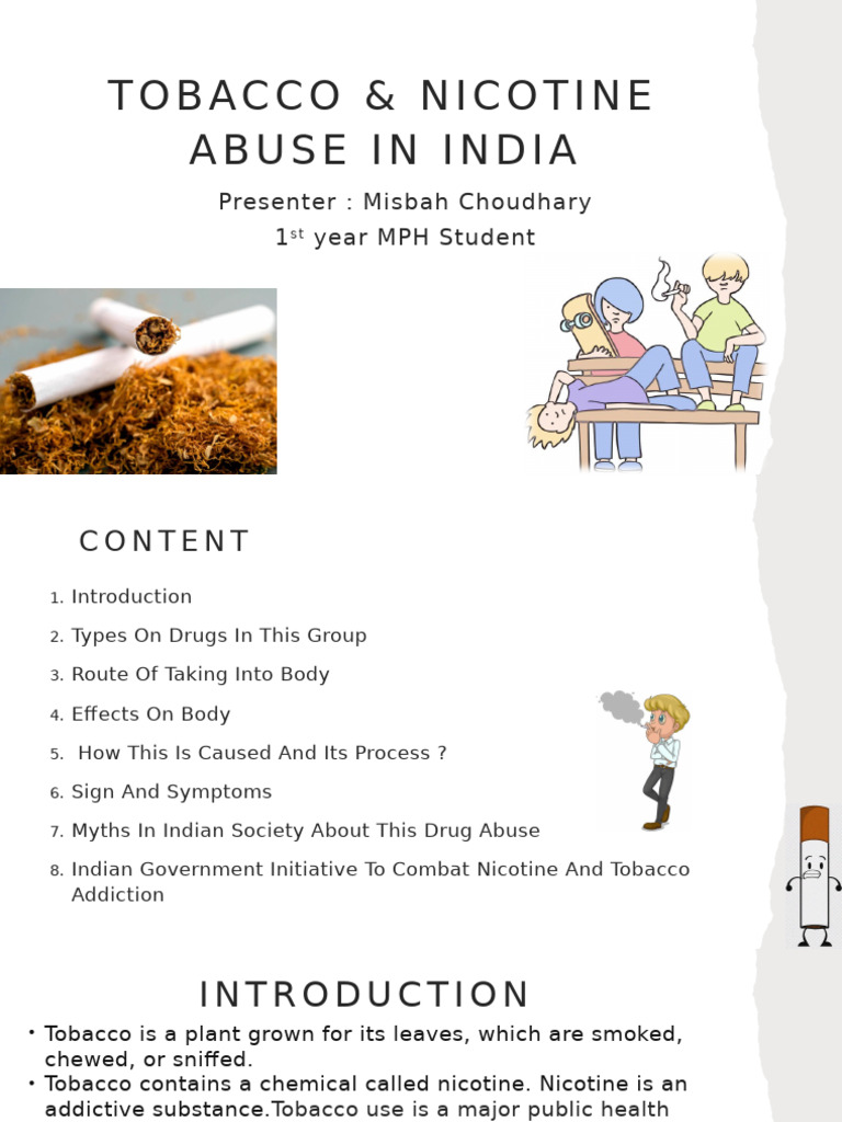 Tobacco and Nicotine Abuse in India | PDF | Nicotine | Electronic Cigarette