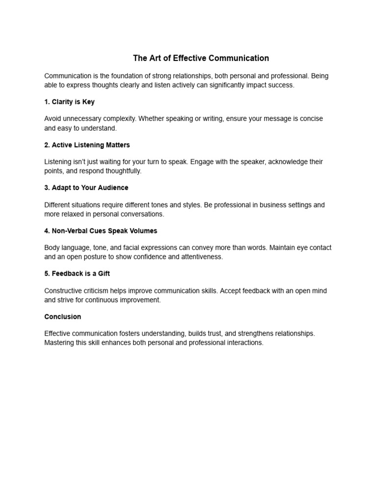 The Art of Effective Communication | PDF