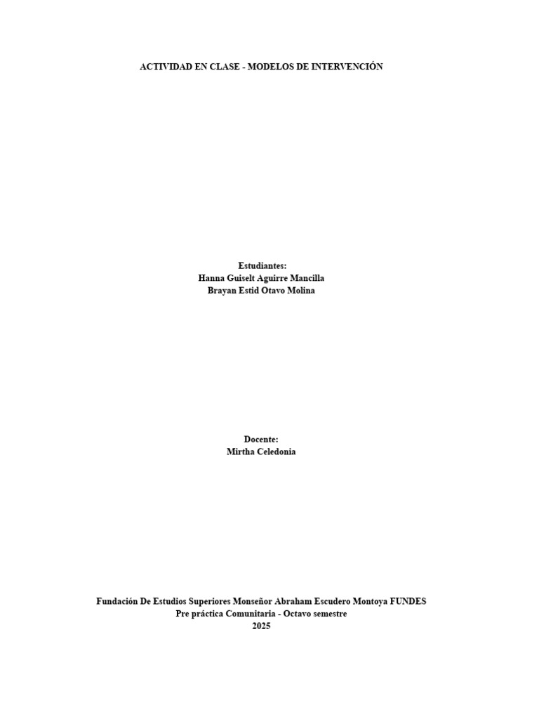 Modelos de Intervención en Psicología Comunitaria | PDF | Sicología ...