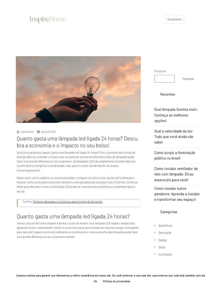 Quanto Gasta Uma Lâmpada Led Ligada 24 Horas - Descubra A Economia e o ...