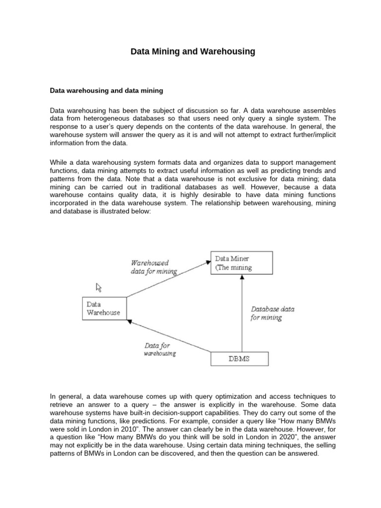 Data Mining and Warehousing | PDF | Data Warehouse | Databases
