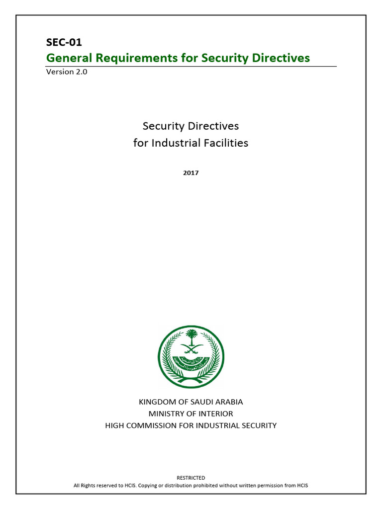 Security Directives for Industrial Facilities | PDF | Regulatory Compliance