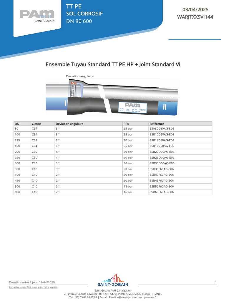 Tuyaux TT PE pour Sols Corrosifs DN 80 | PDF | Ingénierie civile ...