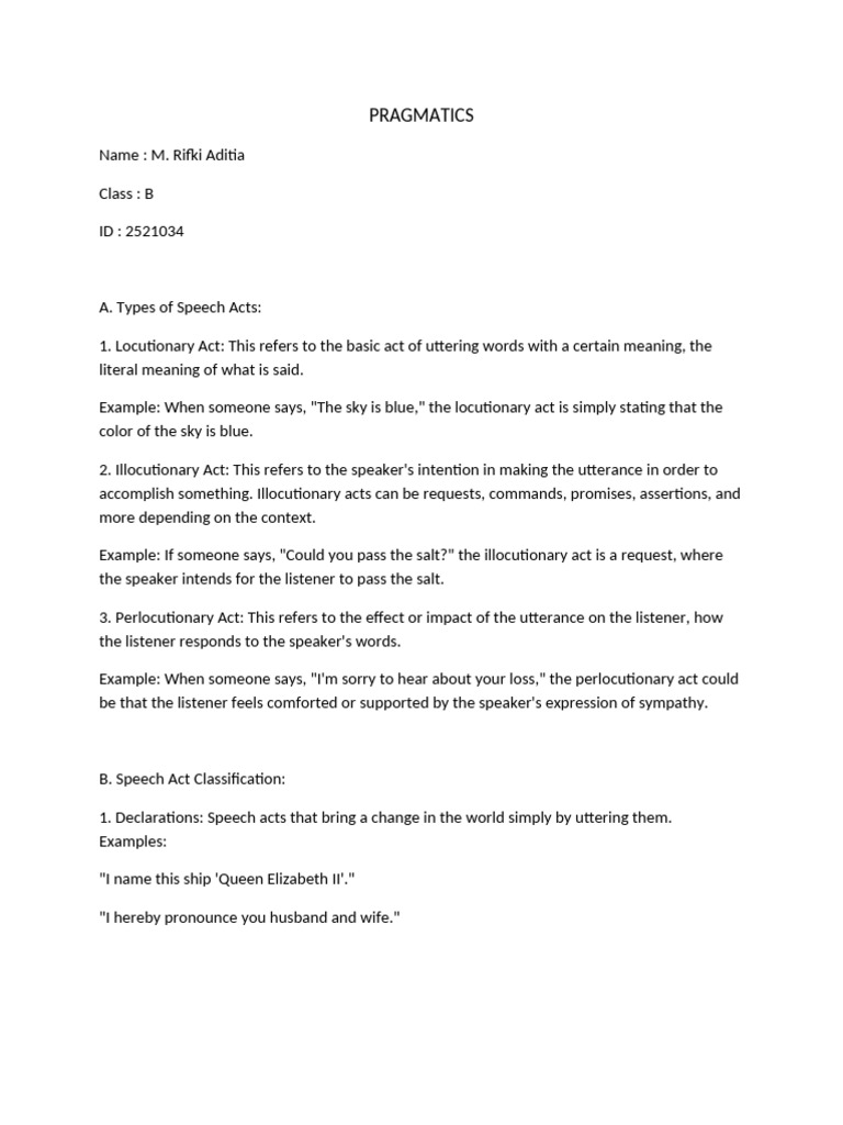 Pragmatics Speech Act Rifki Pdf