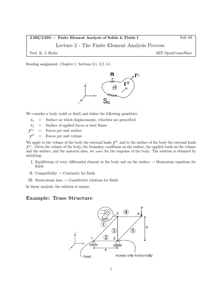 Lecture 2 - The Finite Element Analysis Process: U F S B | PDF ...