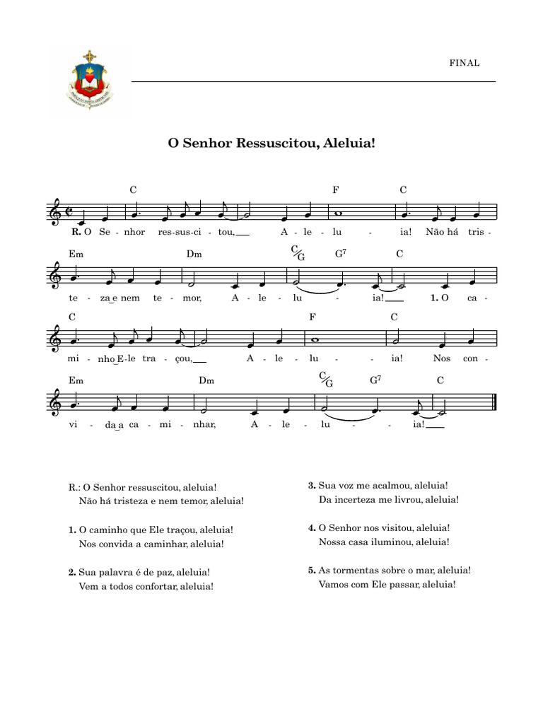 O Senhor Ressuscitou: Letra e Acordes | PDF