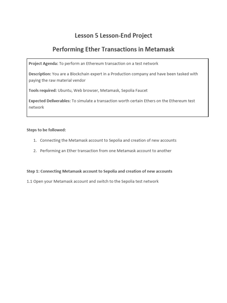 Ethereum Transactions with Metamask Guide | PDF