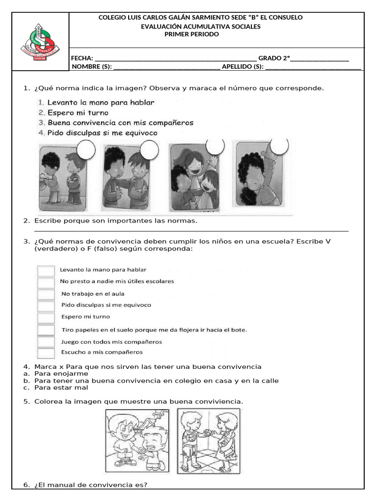 Evaluación de Normas y Convivencia Escolar | PDF