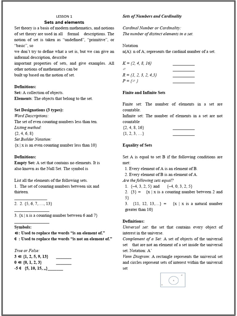 SETS AND VENN-DIAGRAMS - S | PDF | Set (Mathematics) | Mathematical Objects