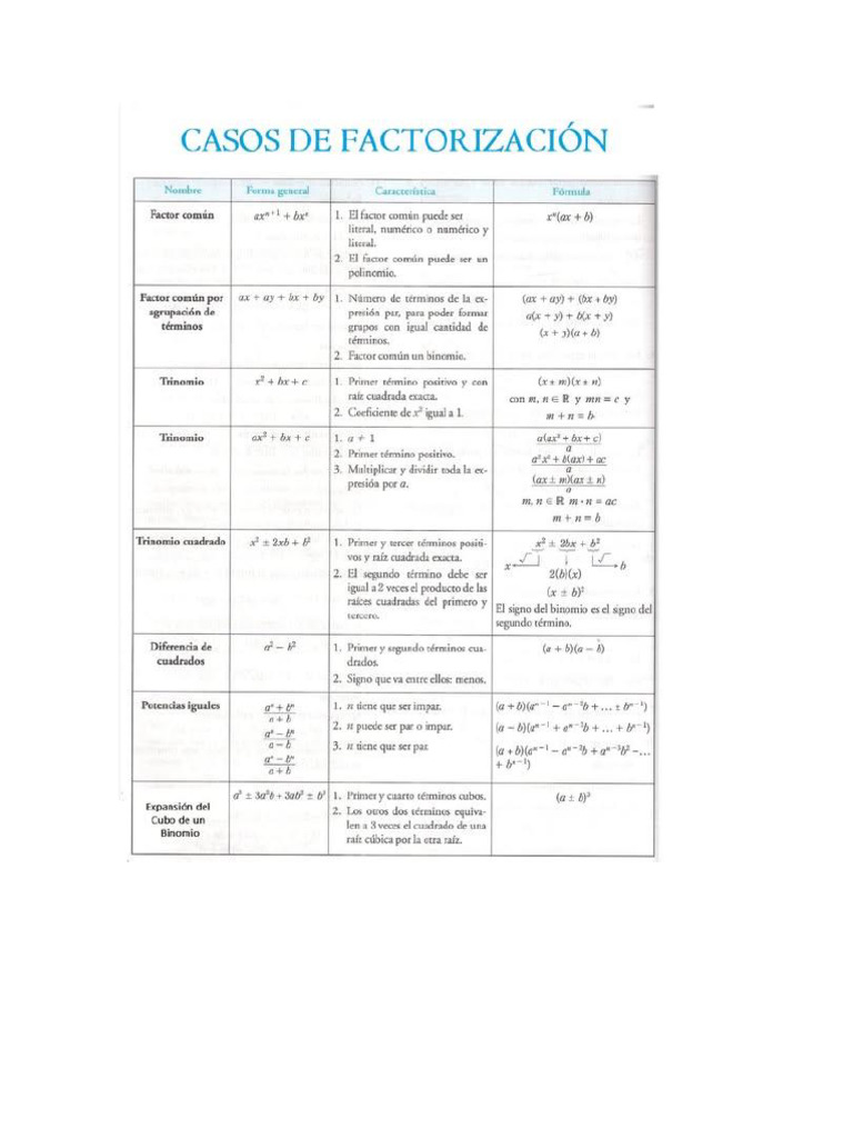 Casos Factorización | PDF