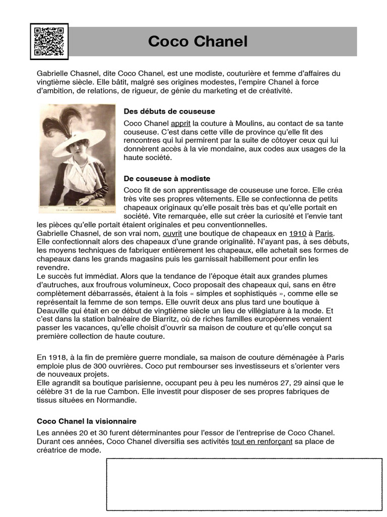 Coco Chanel : De modiste à icône de mode | PDF | Parfum | Mode