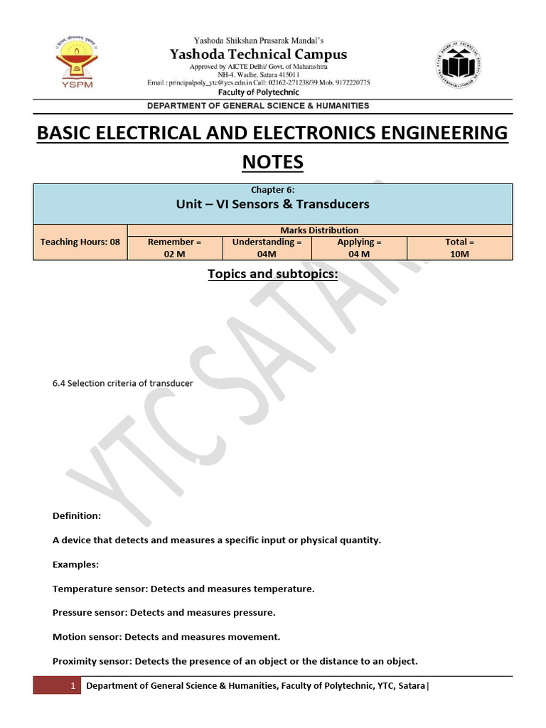 Overview of Sensors and Transducers | PDF | Thermocouple | Sensor
