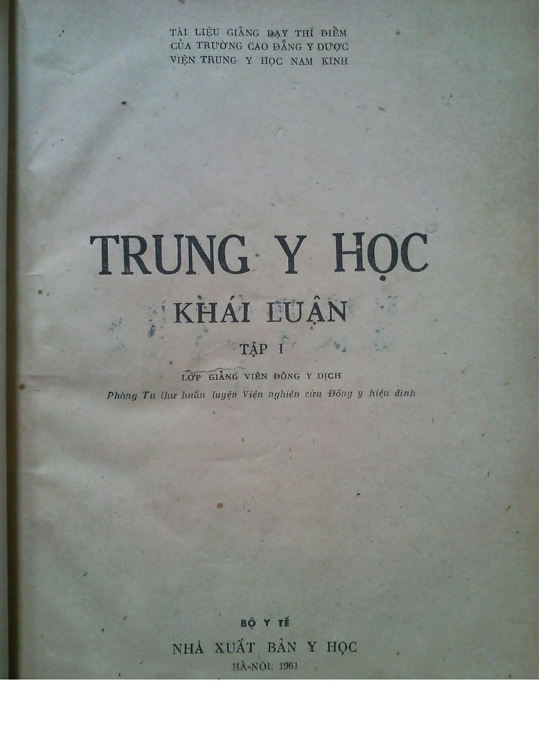 Trung Y Hoc Khai Luan - Tap 1 | PDF