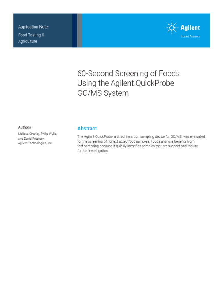 Application Foods Bayleaves Quickprobe Gcms 5994 1505en Agilent | PDF ...