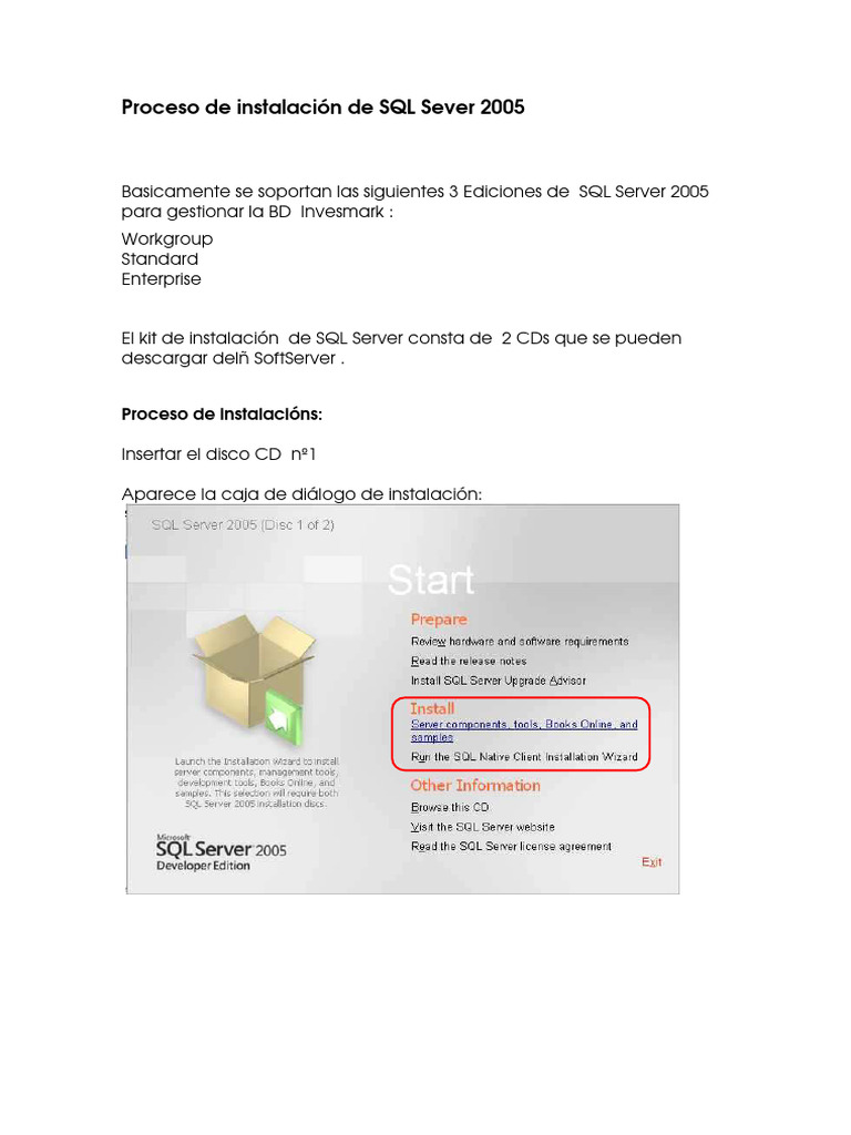 Guía de instalación de SQL Server 2005 | PDF