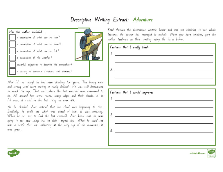 Descriptive Writing Extract Adventure | PDF