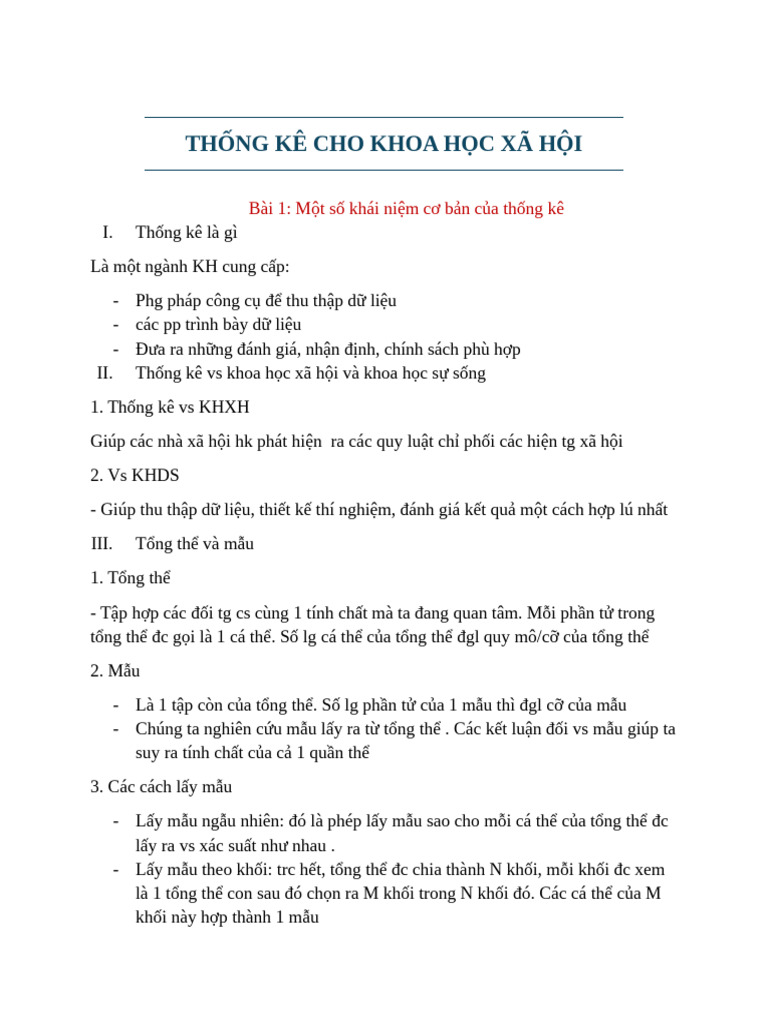 THỐNG KÊ CHO KHOA HỌC XÃ HỘI | PDF