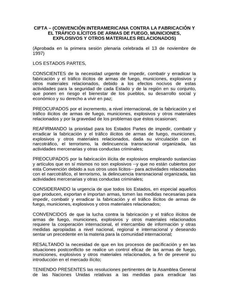 Convención Interamericana sobre Armas Ilícitas | PDF | Extradición ...