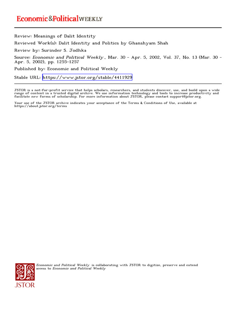 Dalit Identity and Politics by G6431 | PDF | Dalit | Caste