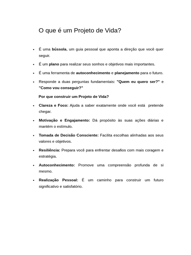 Como Criar um Projeto de Vida Eficaz | PDF | Aprendizado | Tempo
