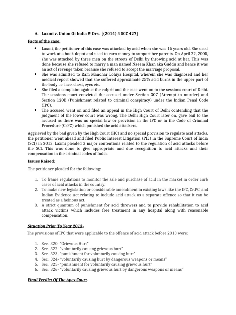 Landmark Acid Attack Case Verdict | PDF | Rape | Crimes