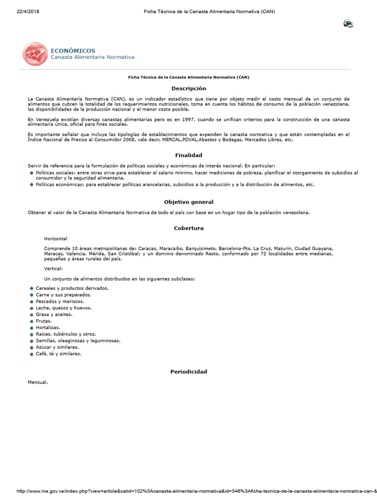 Canasta Alimentaria Normativa en Venezuela | PDF | Alimentos | Venezuela