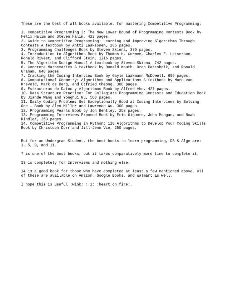 Best Books for Competitive Programming | PDF