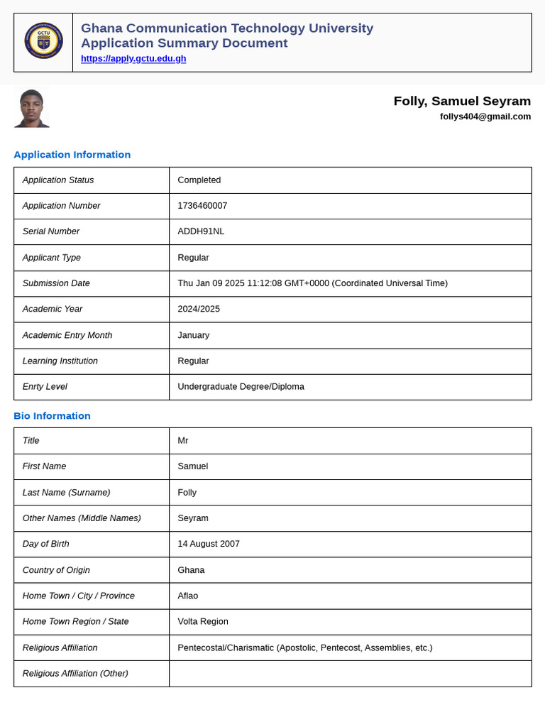 Application Summary Export 1736464390 | PDF