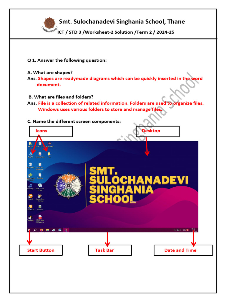 STD 3 Term 2 Worksheet 2 Solution | PDF