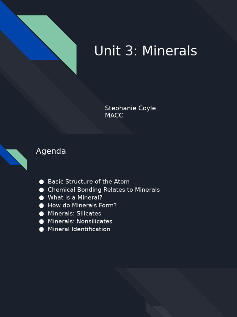 Notes +Unit+3+Minerals | PDF | Minerals | Ion