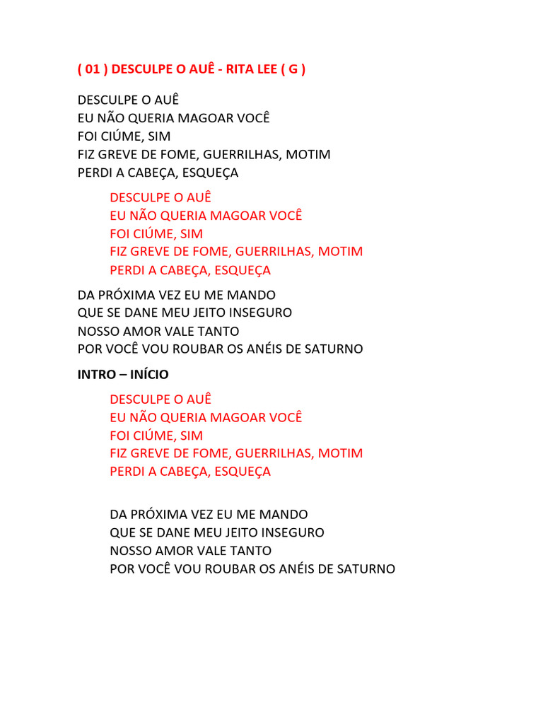 Letras de Músicas Brasileiras Clássicas | PDF | Amor