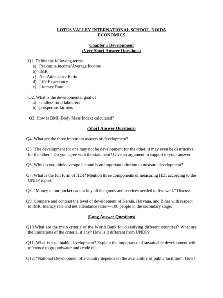 Assignment 1 - Eco - Development Extra Questions | PDF