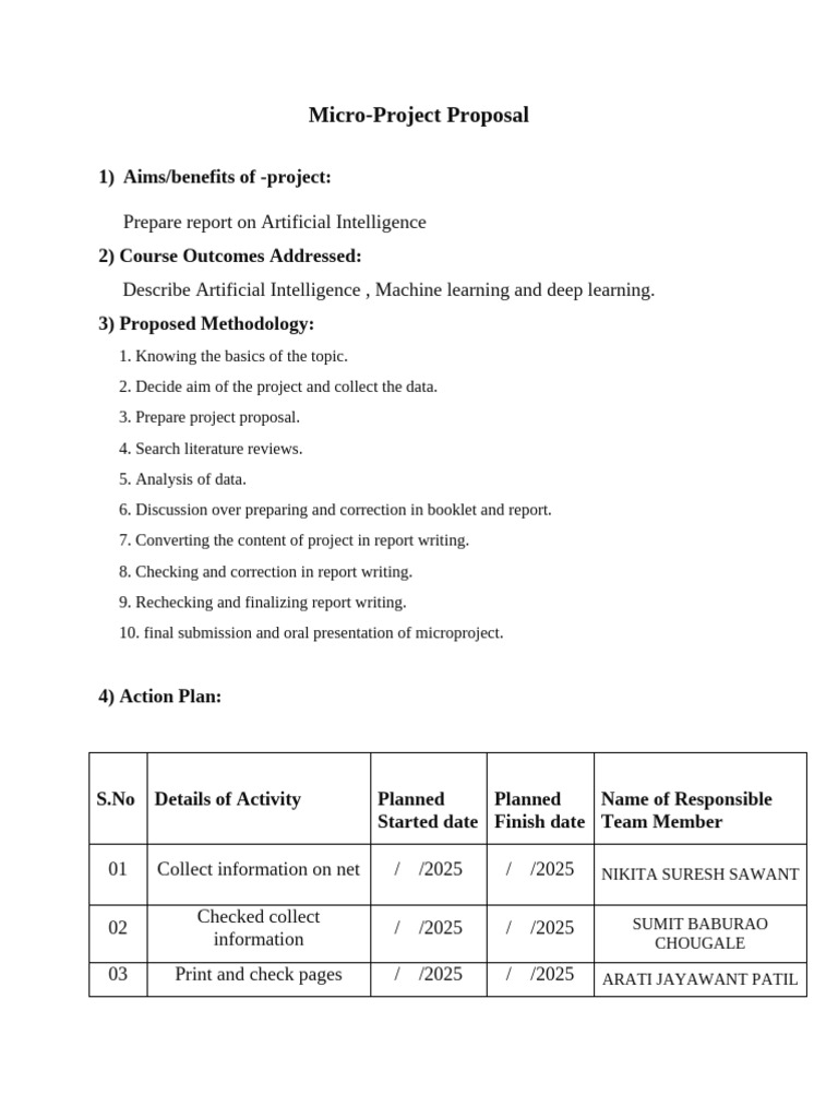 AI Micro-Project Proposal Overview | PDF