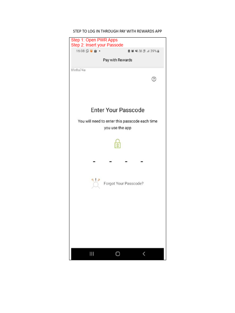 Step To Log in Through Pay With Rewards App PWR | PDF