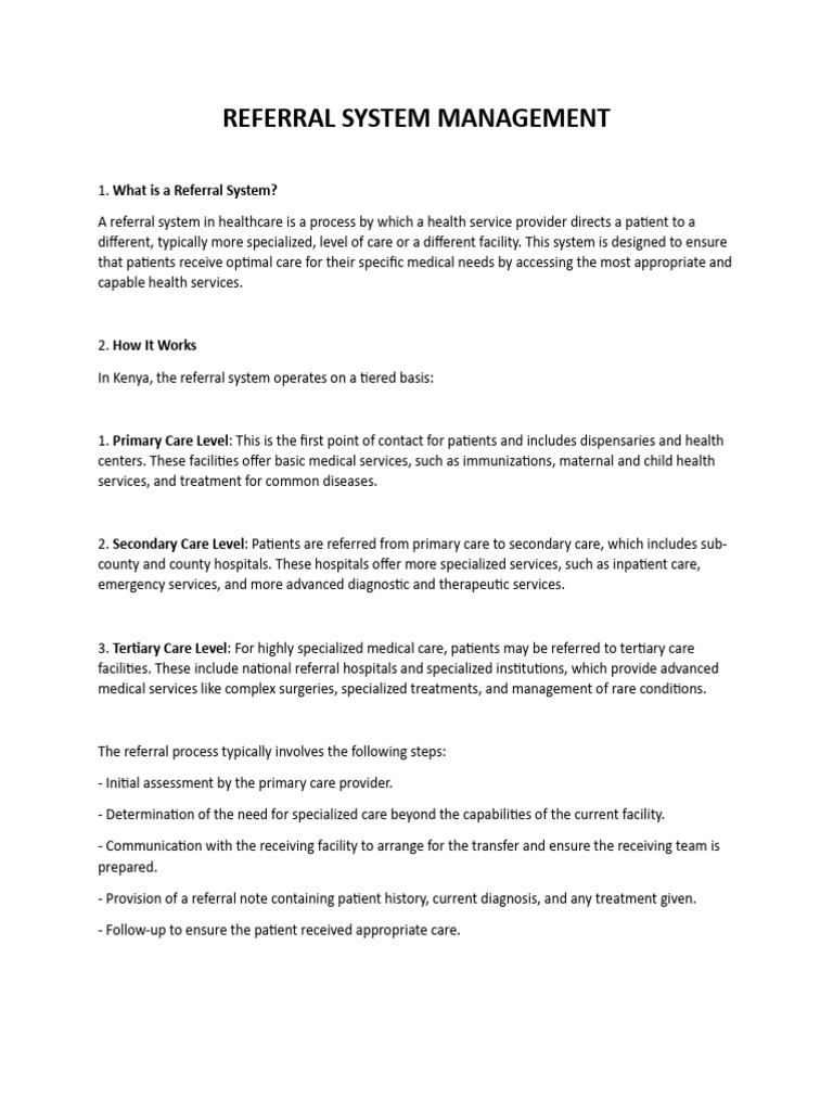 Kenya's Healthcare Referral System Explained | PDF | Health Care ...