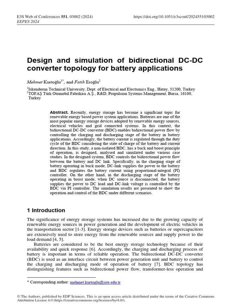 Bidirectional DC-DC Converter Design for Batteries | PDF | Photovoltaic ...