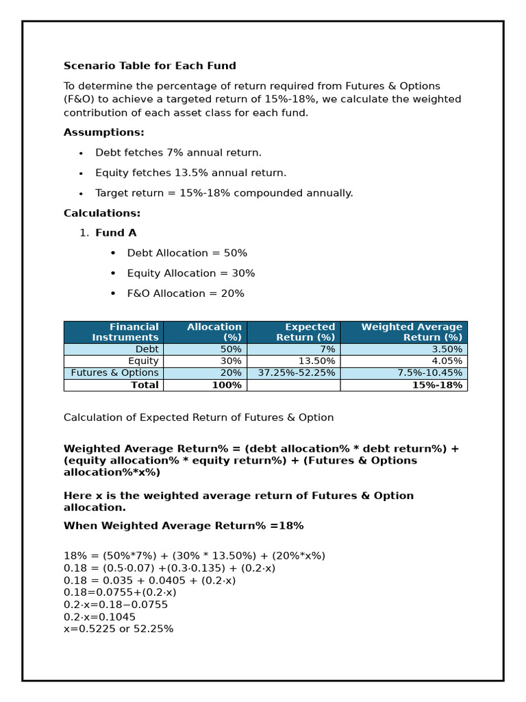 Fund Return Scenarios and Strategies | PDF | Investing | Futures Contract