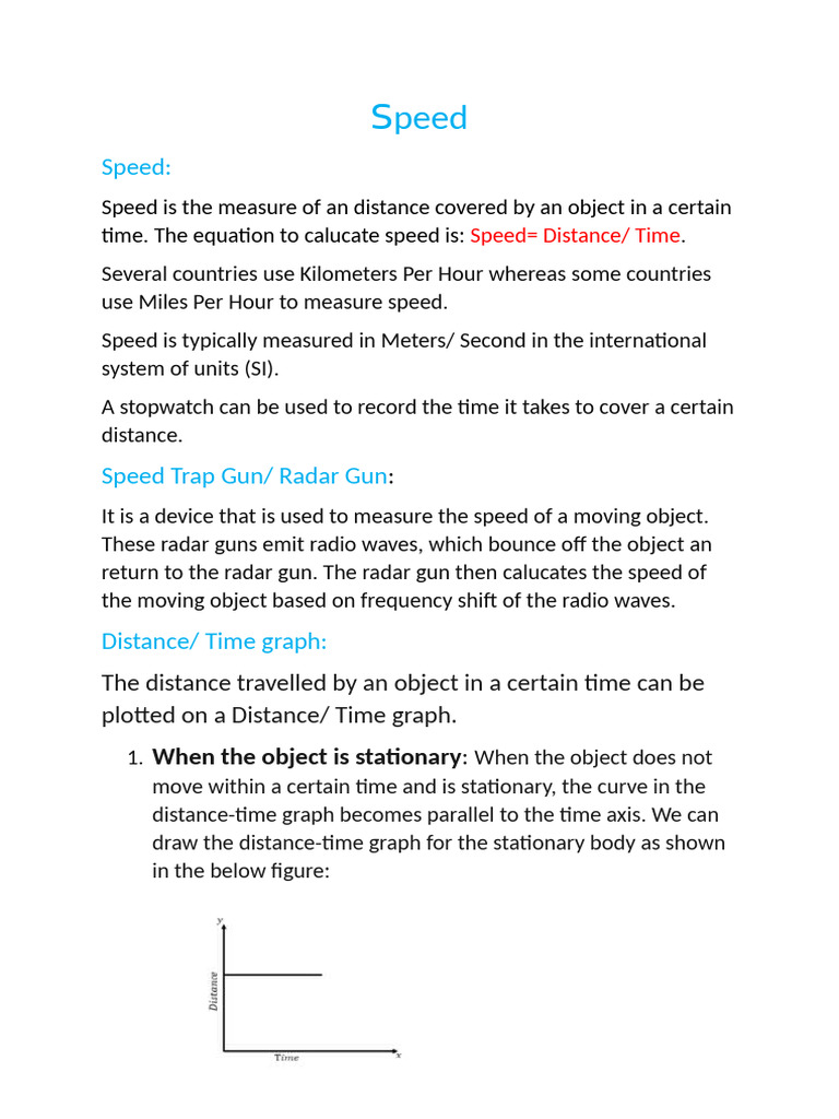 Understanding Speed and Measurement Techniques | PDF