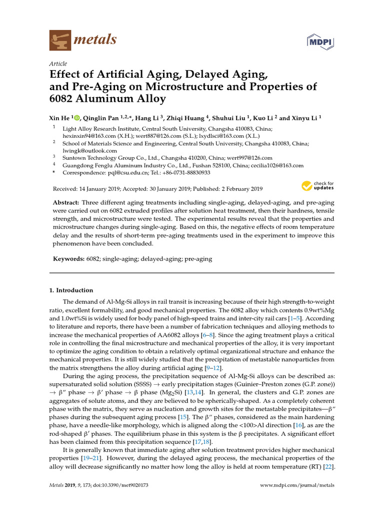Aging Effects on 6082 Aluminum Alloy | PDF | Ultimate Tensile Strength ...