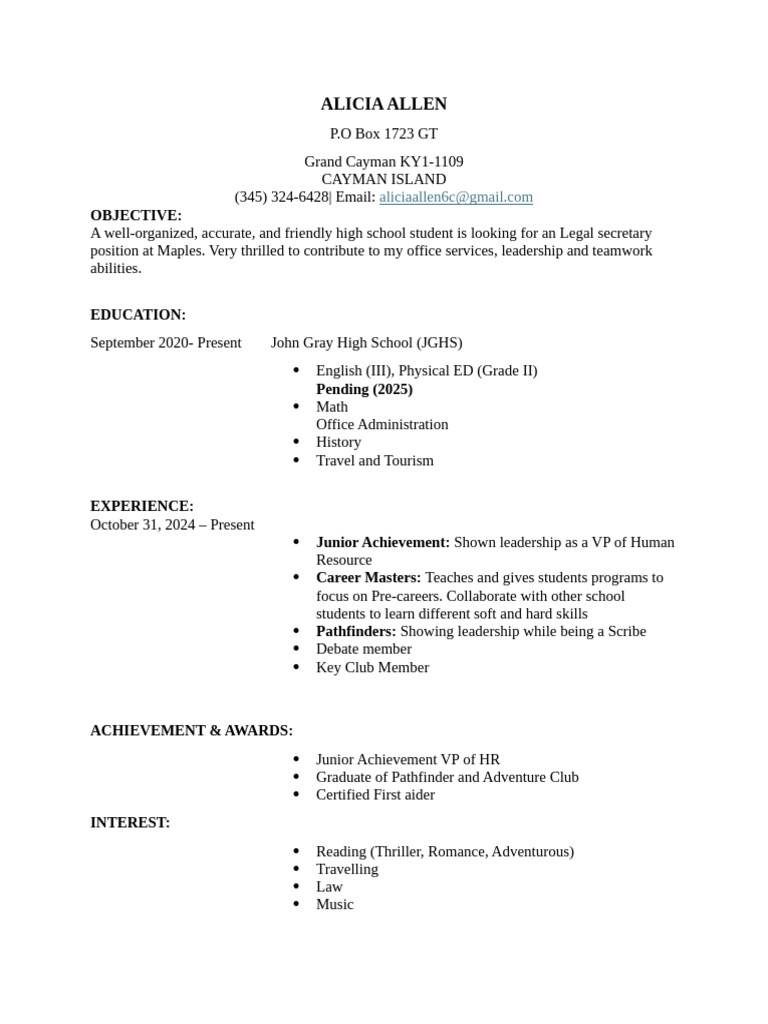 Maples Resume Alicia Allen PDF
