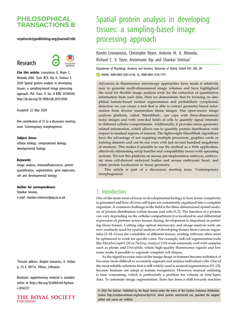 Spatial Protein Analysis in Tissues | PDF | Embryo | Cell Nucleus