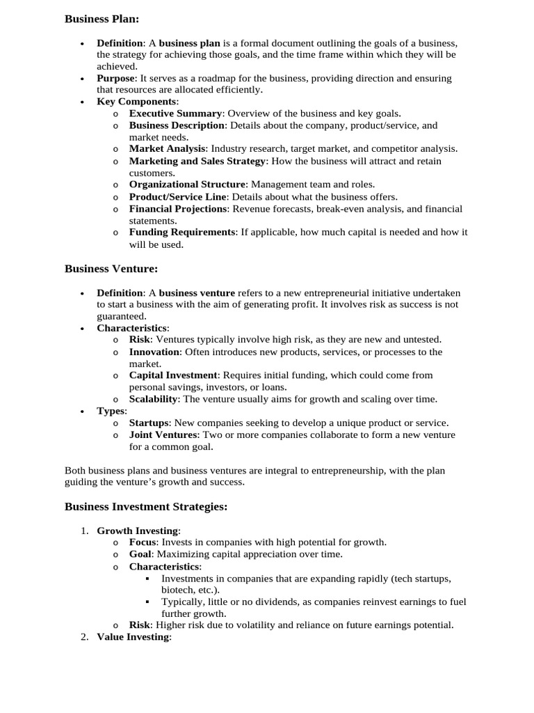 Comprehensive Business Plan Guide | PDF | Investing | Financial Risk