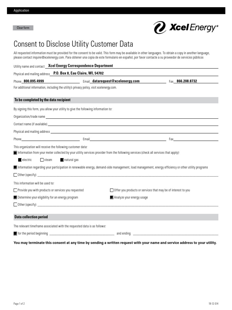 Consent Form for Utility Data Disclosure | PDF