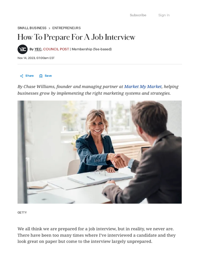 How To Prepare For A Job Interview | PDF