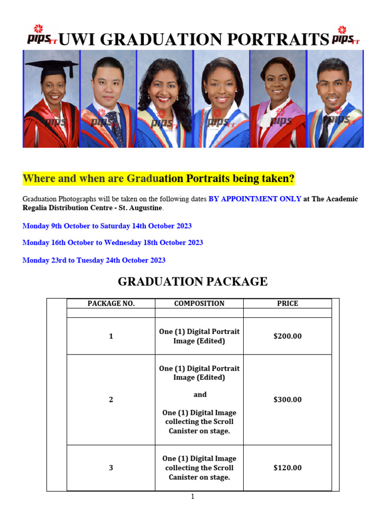 UWI Graduation Portraits & Packages 2023 | PDF | Clothing