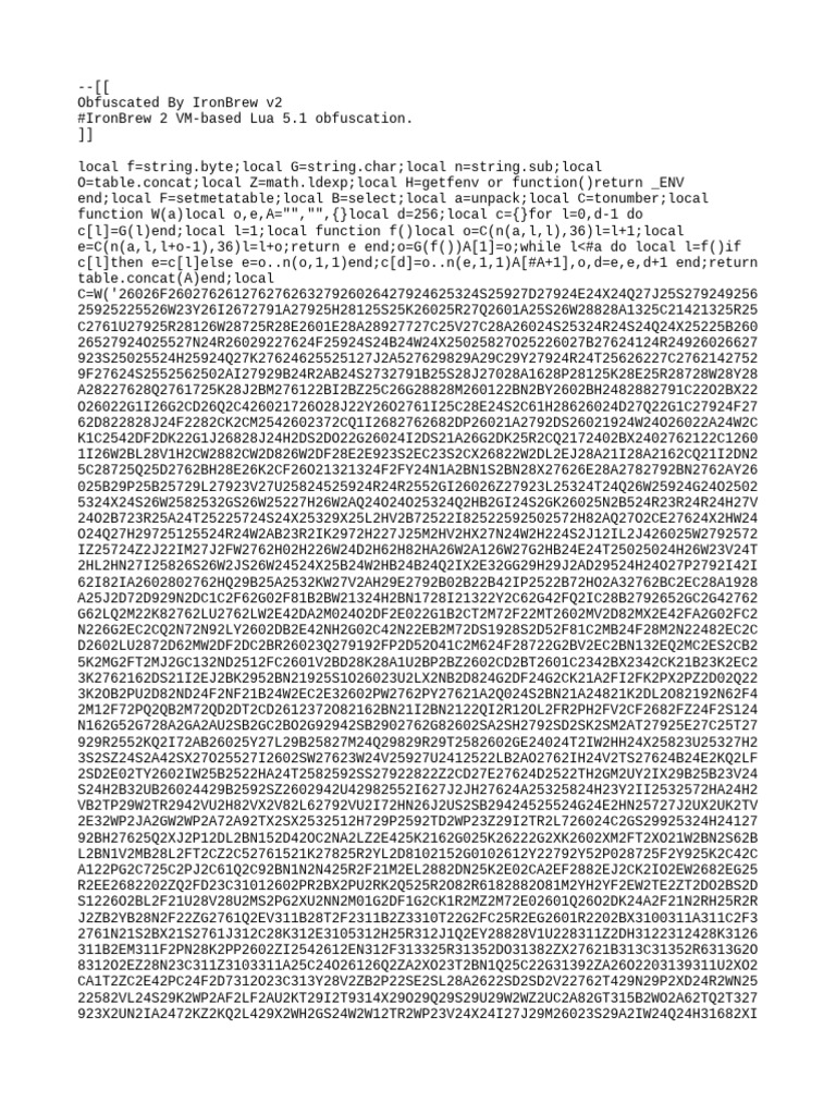 IronBrew v2 Lua Obfuscation Code | PDF